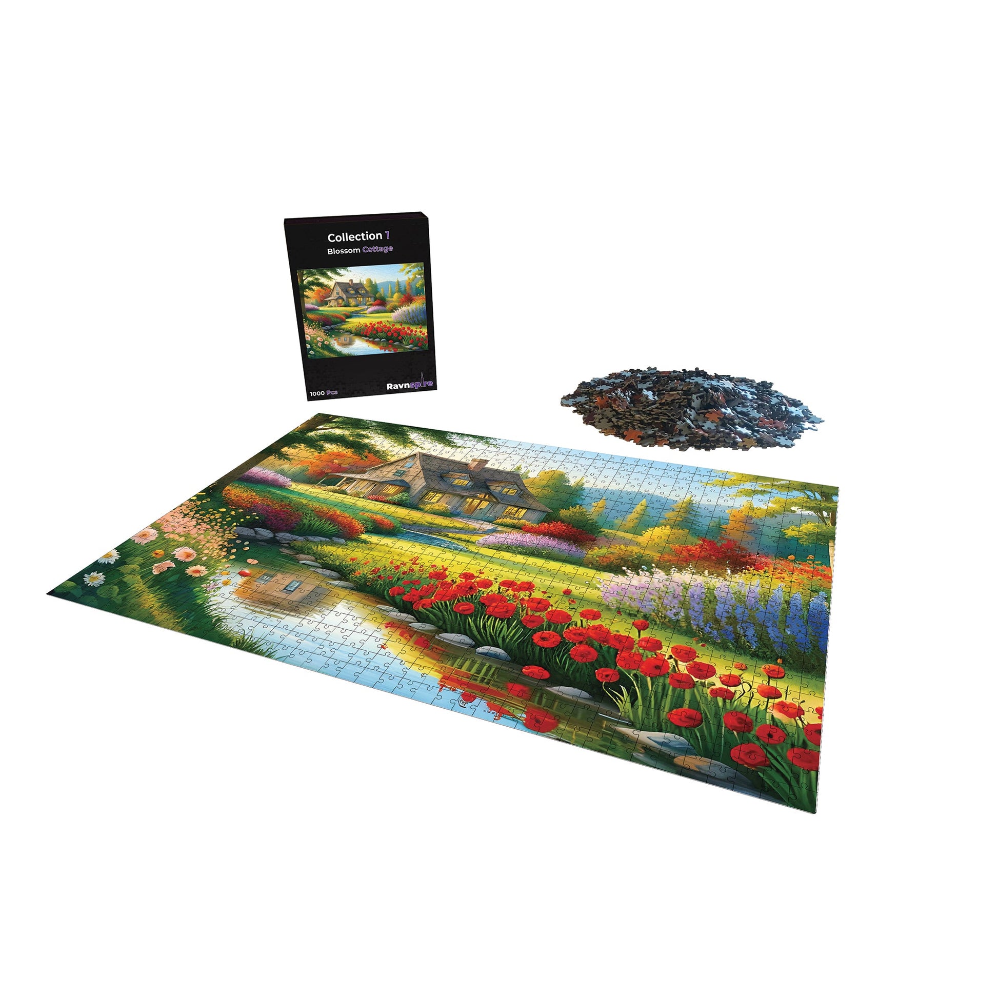 1000 Pieces Jigsaw Puzzle for Adults/Teens 27.5” x 19.7” (Collection 1: Blossom Cottage) - Premium Puzzle from Ravnspire - Just $24.99! Shop now at Ravnspire