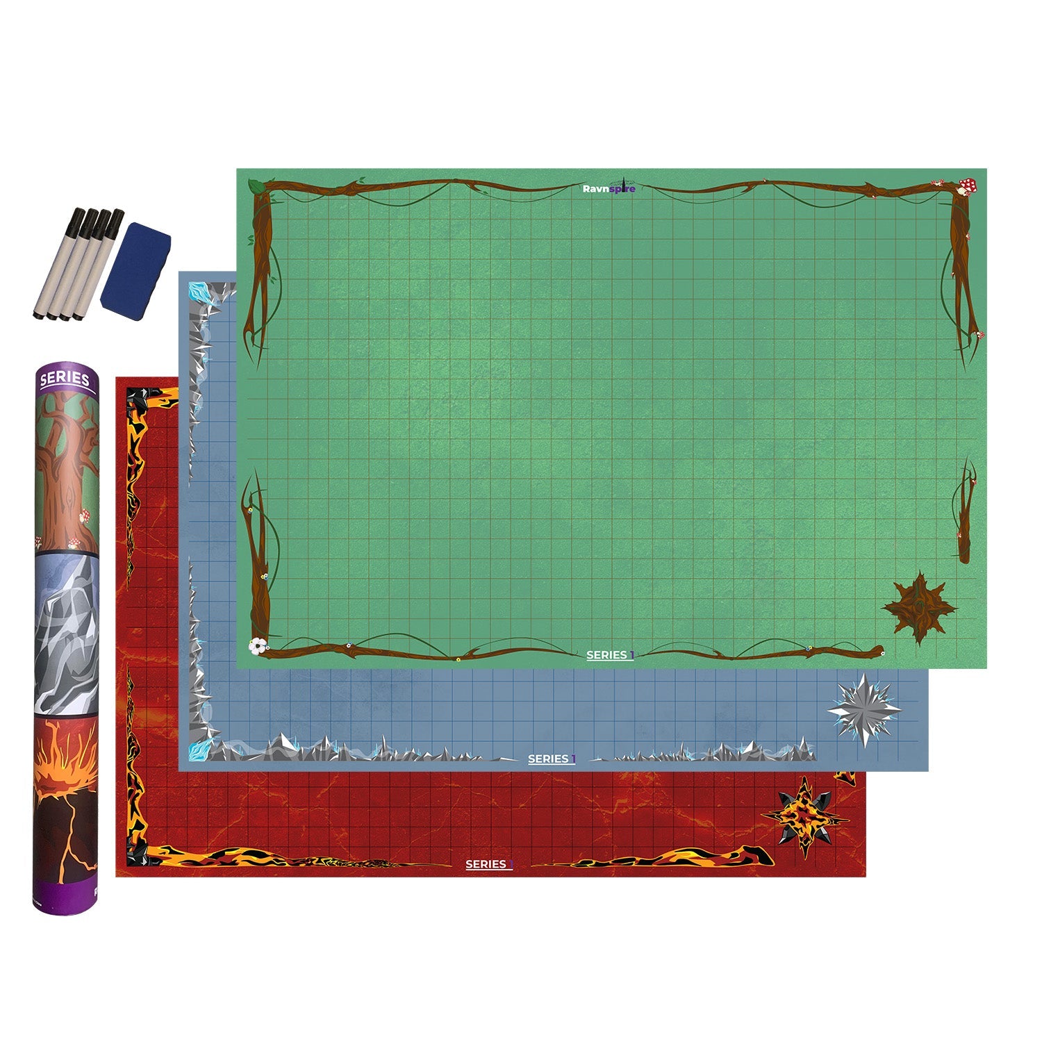 RPG DND Battle Mat 24” x 36” 3 Pack | Series 1 - Premium Battle Mats from Ravnspire - Just $39.99! Shop now at Ravnspire