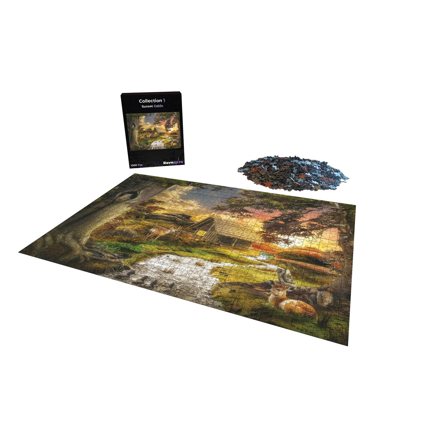 1000 Pieces Jigsaw Puzzle for Adults/Teens 27.5” x 19.7” (Collection 1: Sunset Cabin) - Premium Puzzle from Ravnspire - Just $24.99! Shop now at Ravnspire