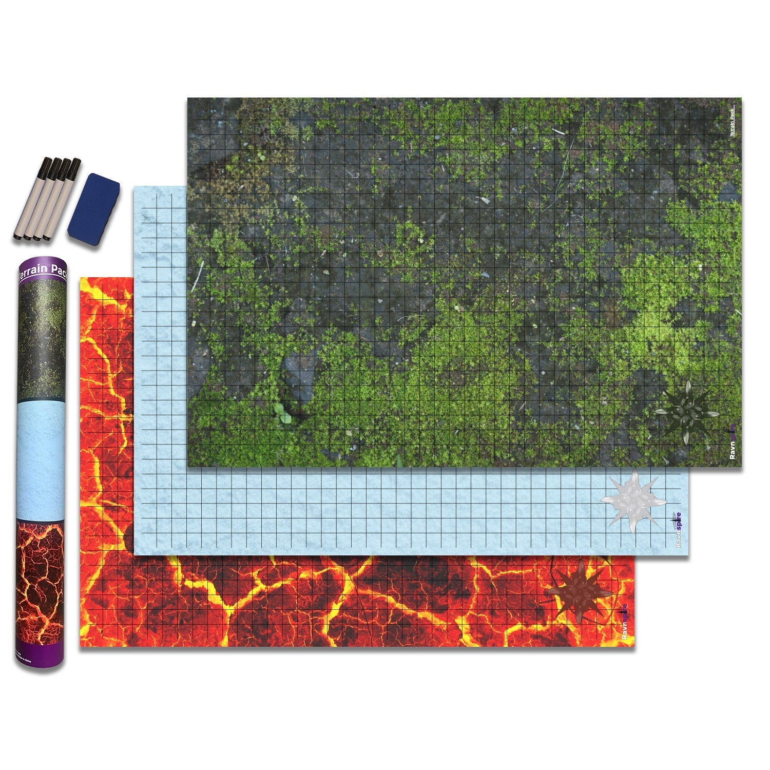 RPG DND Battle Mat 24” x 36” 3 Pack | Terrain Pack 2 - Premium Battle Mats from Ravnspire - Just $39.99! Shop now at Ravnspire