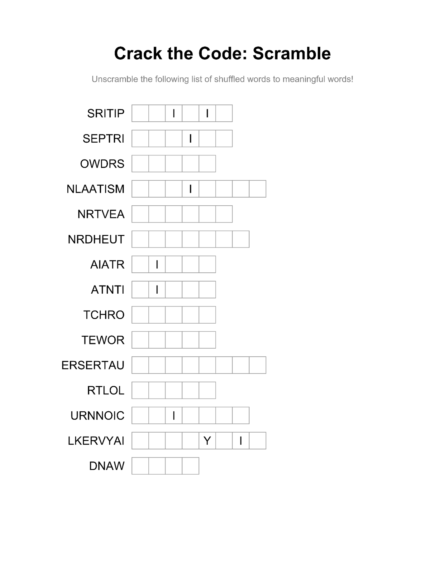 Crack The Code: Word Scramble