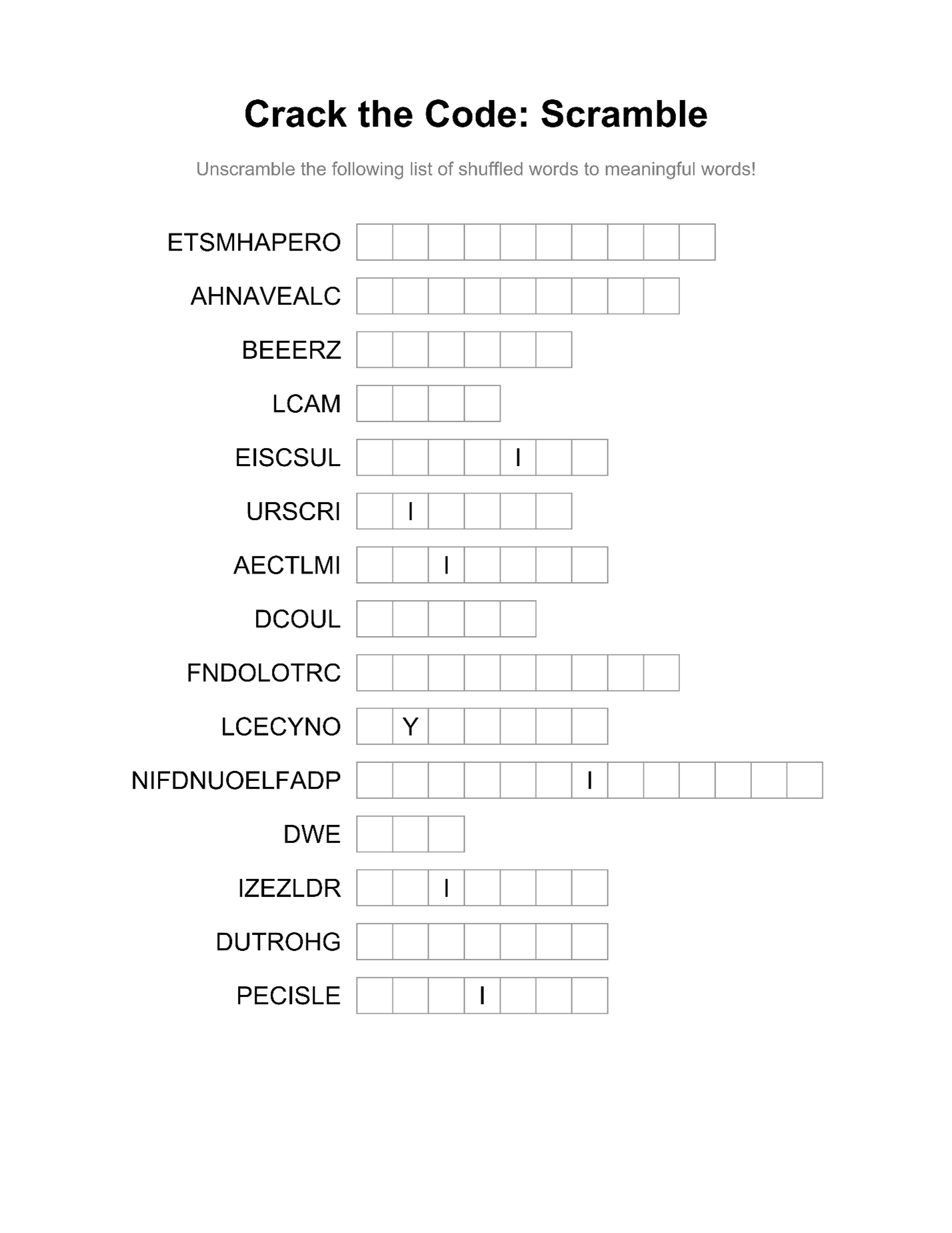 Crack The Code: Word Scramble