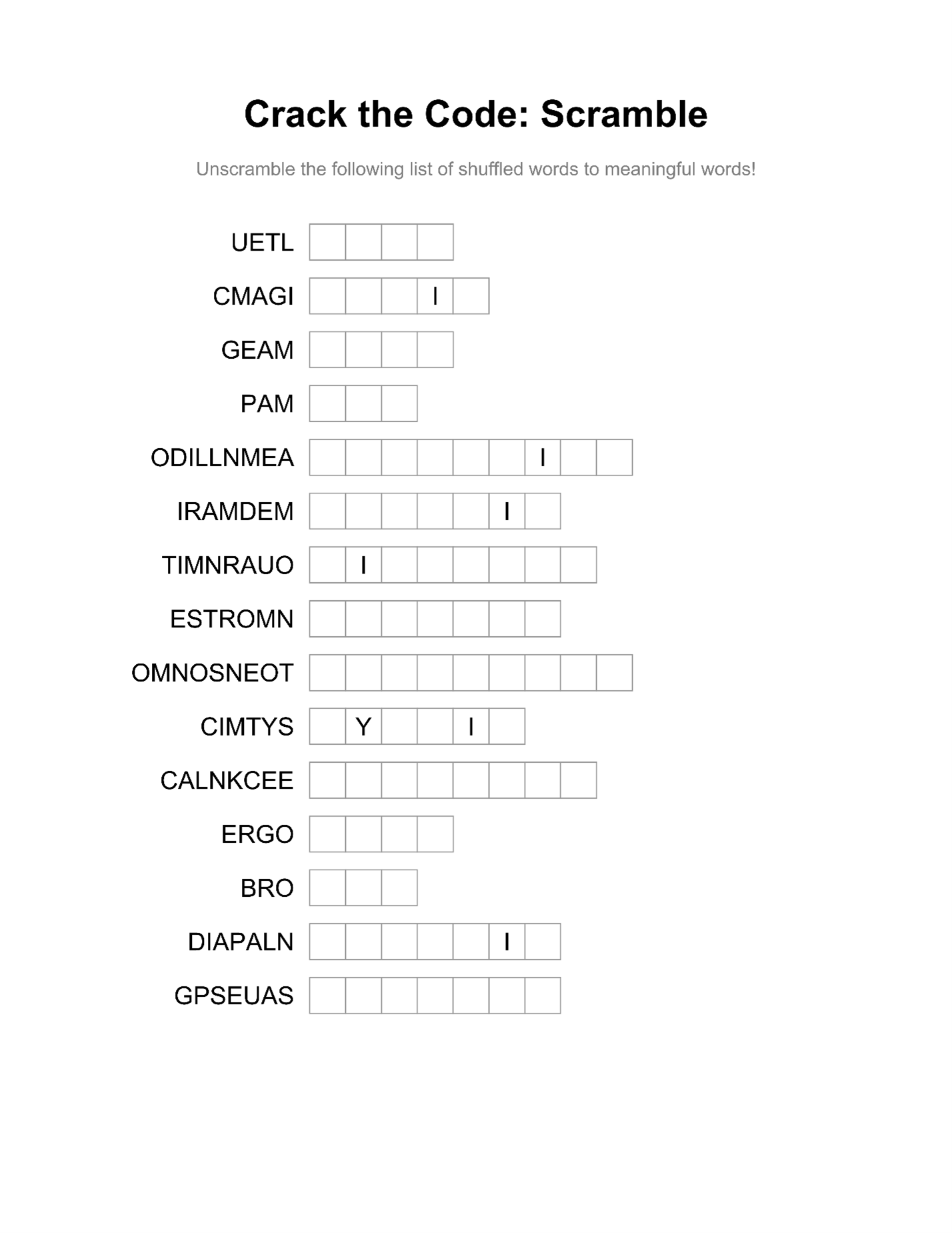 Crack The Code: Word Scramble