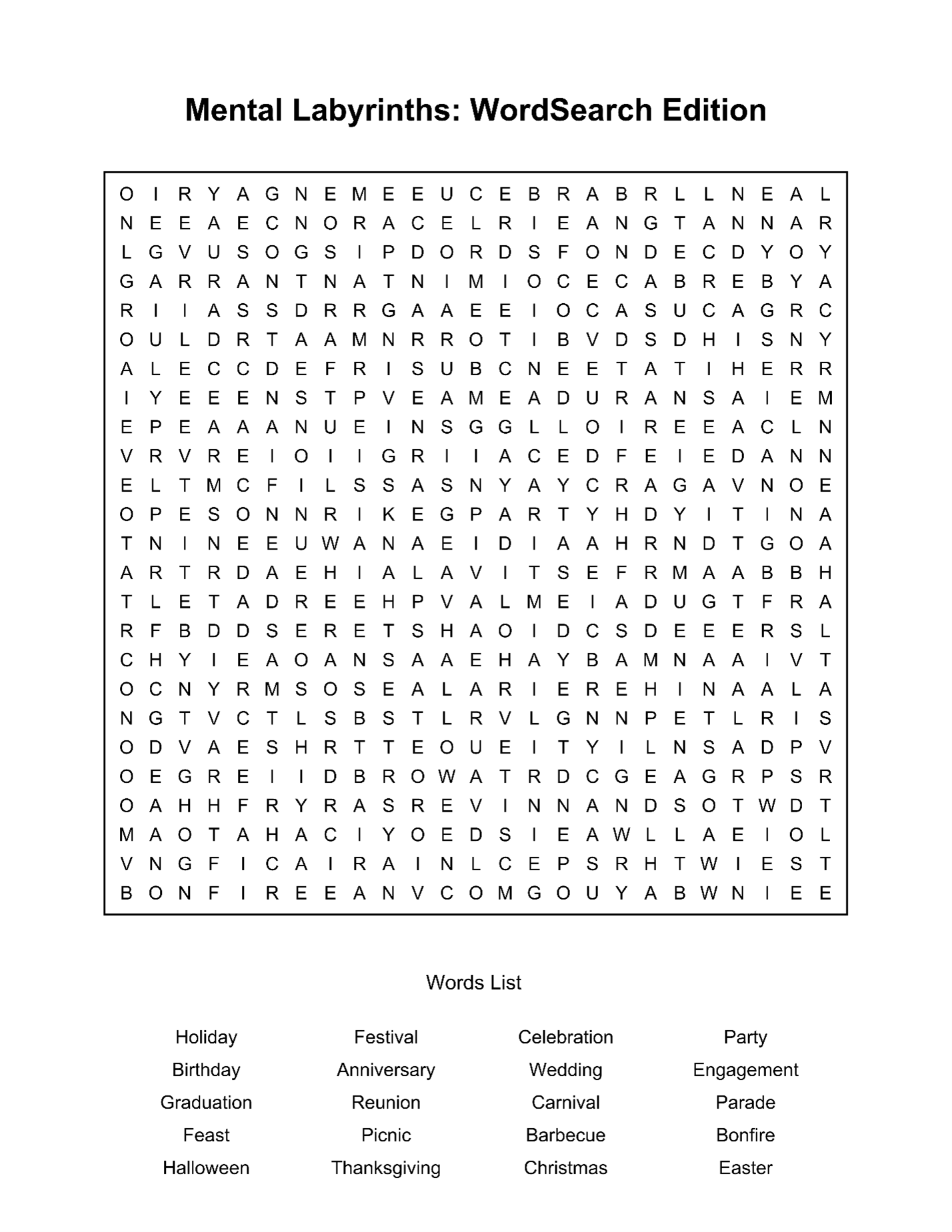 Mental Labyrinth: WordSearch Edition